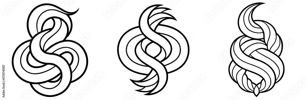 Fototapeta premium Twisted Doodle Outline - Coloring Book Page Line Art Vector