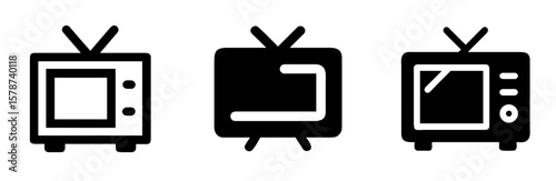 TV Icon – Television and Media Device Symbol Vector Illustration