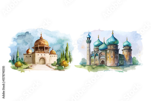 watercolor Khazars Empire vector illustration isolated on white background