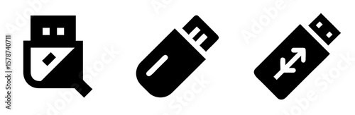 USB Icon – Universal Serial Bus Symbol Vector Illustration