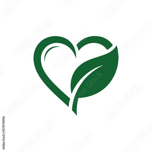 Heart-shaped leaf logo in green, blending wellness and environmental care