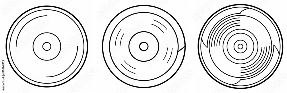 Fototapeta premium Vinyl Record Disc Outline - Coloring Book Page Line Art Vector