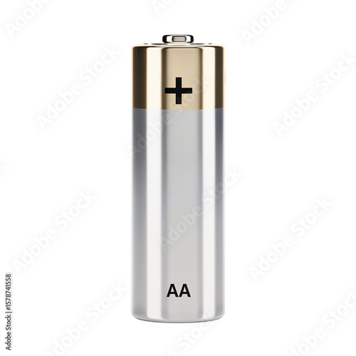 Single AA Battery Isolated on White Background

