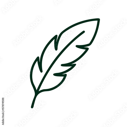 Feather icon in minimalist style outlined in green color  