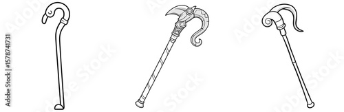Walking Stick Coloring Book Page – Outline Line Art for Seniors and Nature Themes