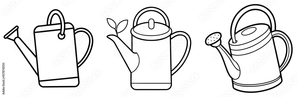 Fototapeta premium Watering Can Outline - Coloring Book Page Line Art Vector