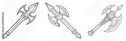 Cold Steel Weapon Outline - Coloring Book Page Vector Design