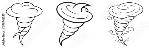 Weather Tornado Outline - Coloring Book Page Line Art Vector