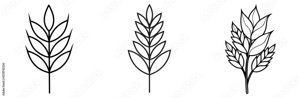 Naklejka premium Wheat Plant Outline - Coloring Book Page Line Art Vector