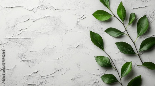 Realistic Nature Photography of Green Leaves on a Textured Background for Therapy and Relaxation Spaces