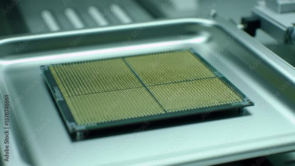 Inspecting Circuit Board in Cleanroom Environment Close Up Inspecting Circuit Board in Cleanroom Environment Close Up