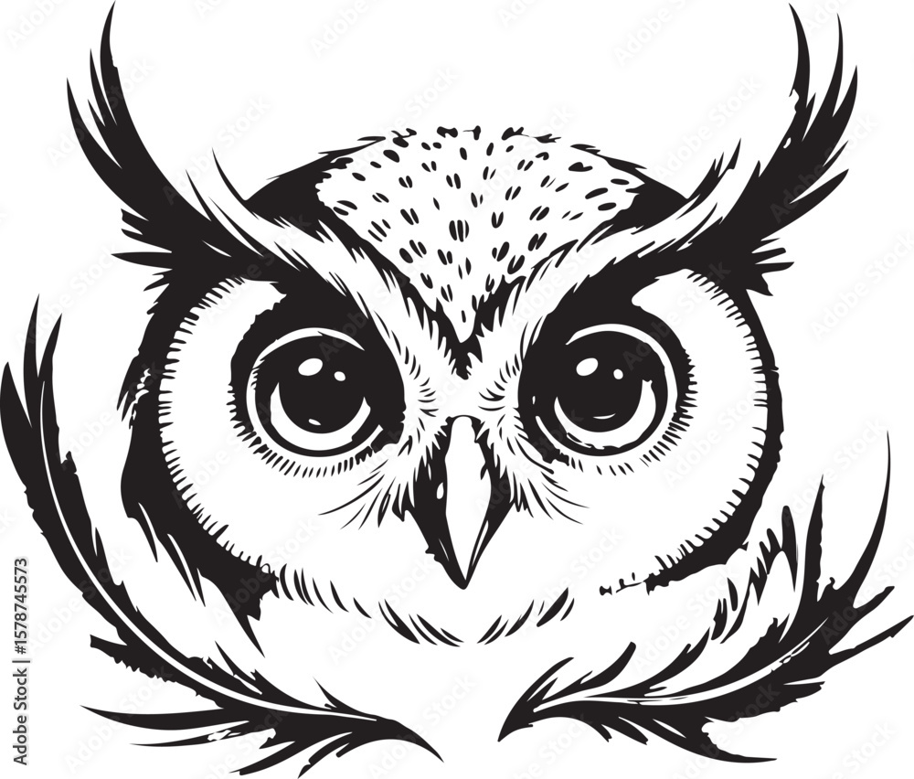 Obraz premium Cute Cartoon Owl with Brown Feathers on White Background