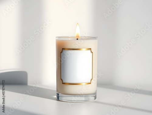 Luxury Scented Candle with Blank Label: Perfect for Branding & Mockups