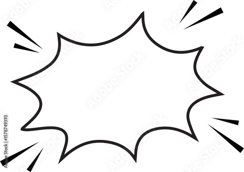 Blank Comic Explosion Speech Bubble in Black and white – Pop Art Style Vector Illustration,  perfect for pop art designs, comic books, advertising, and attention-grabbing banners