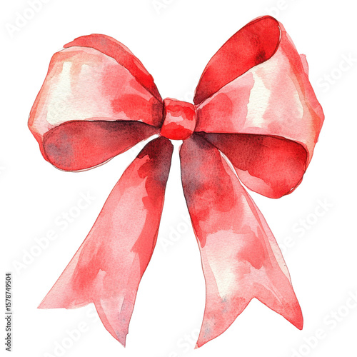 Watercolor painted bow on transparent Background