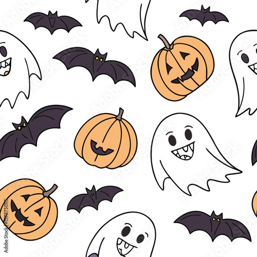 halloween pattern ghost pumpkin bat seamless cute fun