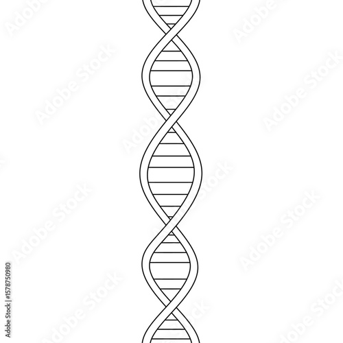 A detailed illustration of a double helix DNA strand, showing genetic structure.