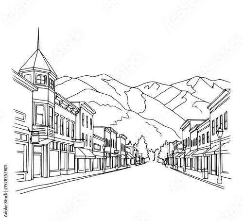 Line Art of Main Street, Park City