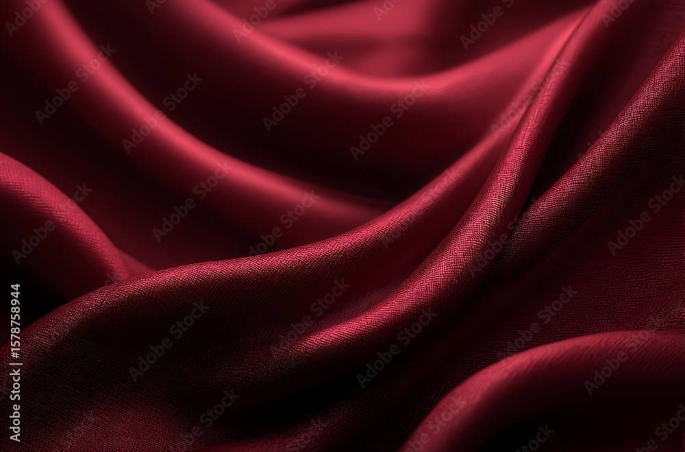 Fototapeta premium A dark red background with waves of fabric