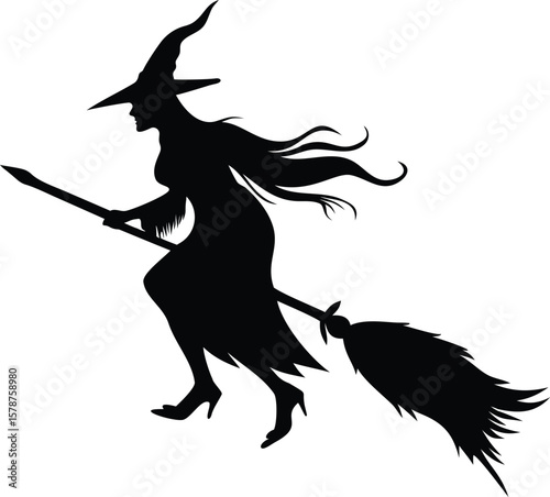 Mysterious Witch in Moonlit Forest