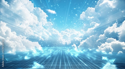 Digital skyway through clouds