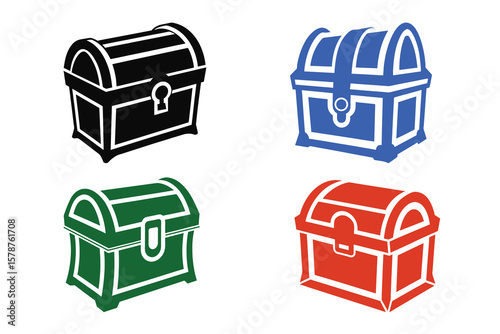 Treasure Chest Silhouette Icon Illustration