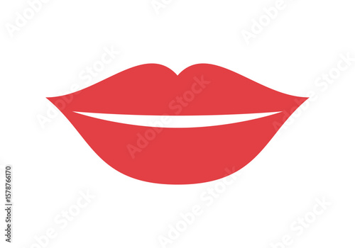 Lips icon. Plump red lips of a woman isolated on white background. mouth kiss lips  Vector illustration. 