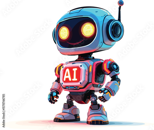 Friendly ai robot illustration cute design suitable for artificial intelligence and technology concepts.