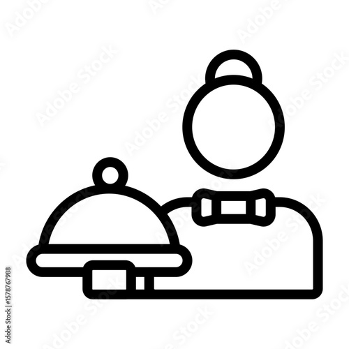 Waitress Vector Line Icon Design