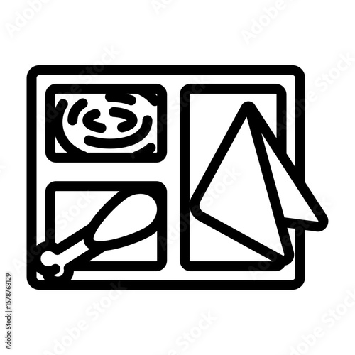 Meal Prep Tray Vector Line Icon Design