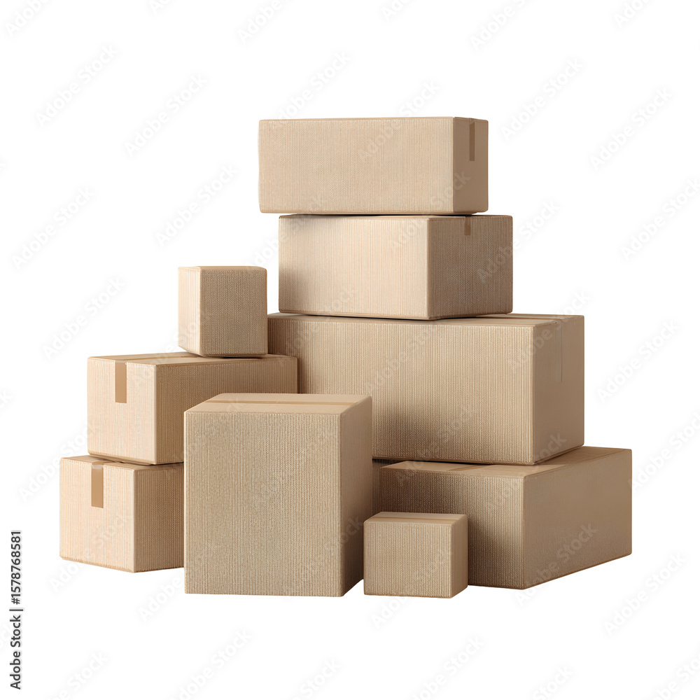 Obraz premium Stack of Cardboard Boxes on Transparent Background