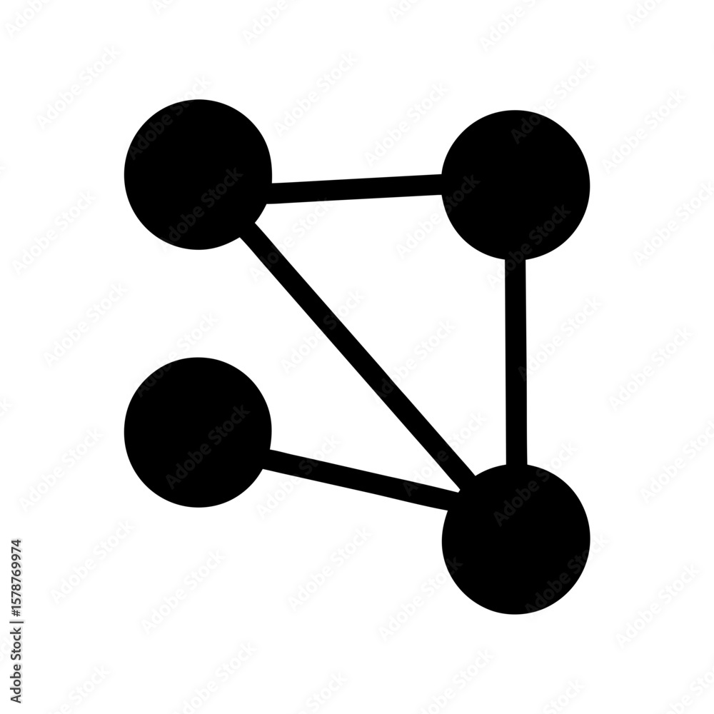 Black Network or Connection Icon, A black silhouette of a simple network or connection symbol, featuring interconnected nodes.
Black Network or Connection Icon, A black silhouette of a simple network or connection symbol, featuring interconnected nodes.