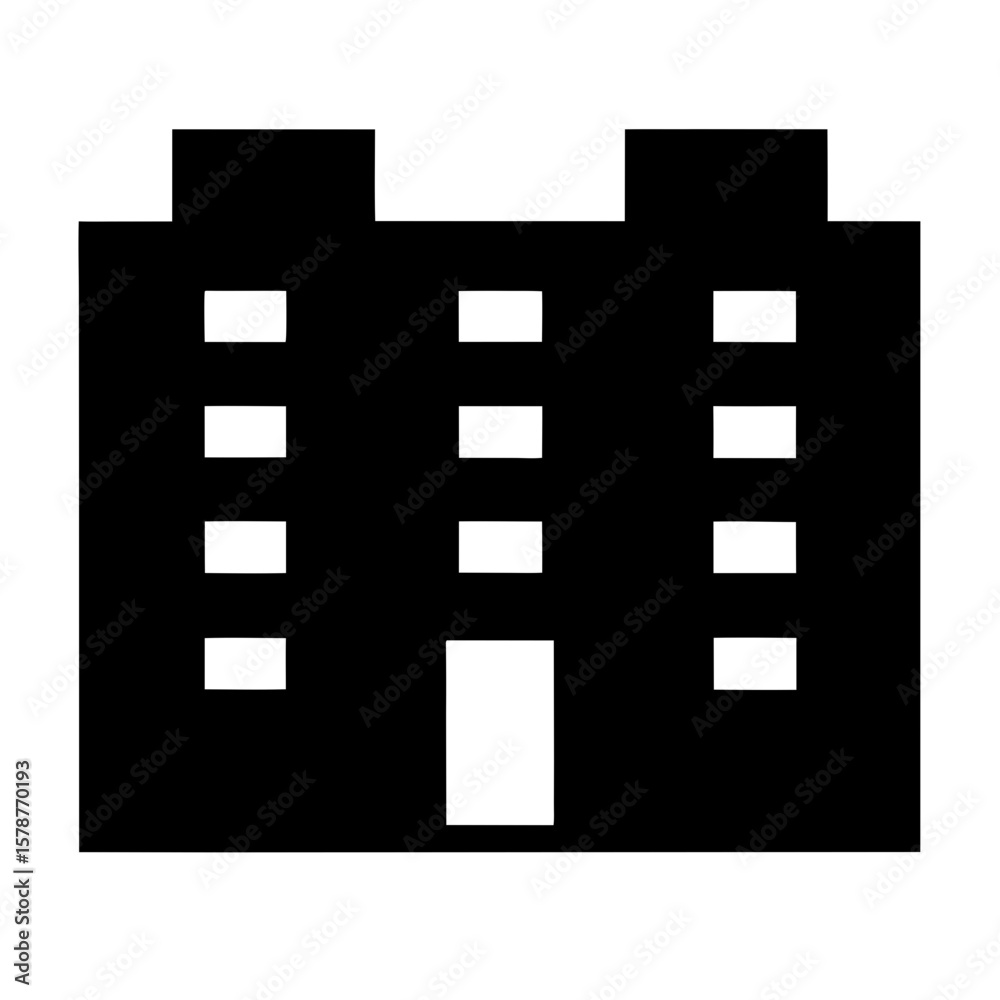 Abstract Building Illustration with a Simple Black and White Design Aesthetic