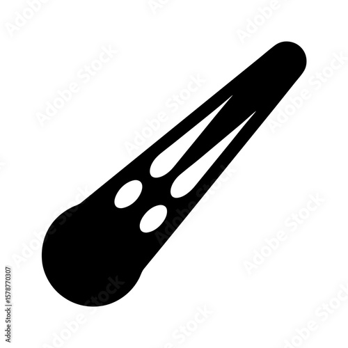 Stylized black hair clip with elliptical cutouts in a simple vector graphic