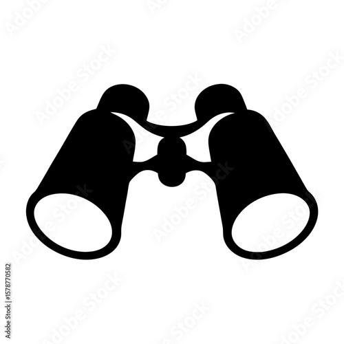 Black and white binoculars illustration for exploration and observation activities
