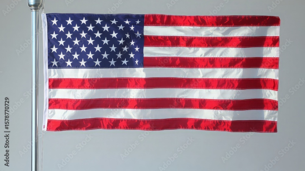 Fototapeta premium American flag waving against a neutral background