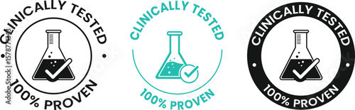 Clinically Approved and Tested Badges Vector , Circle and Line Styles