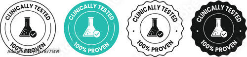 Clinically Tested and  Approved Labels, Icons, and Badges Set