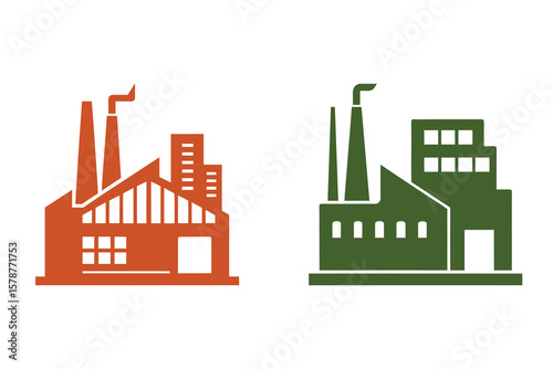 Factory Industrial Building Silhouette Vector Illustration