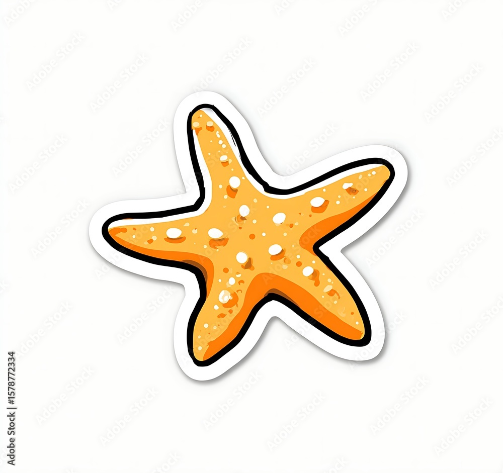 Obraz premium Cartoon character clipart of a pink starfish, on a solid white background