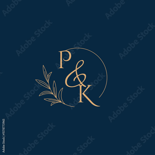 PK Initial Wedding Monogram Logo with Minimalistic Style