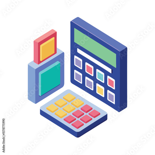 calculator and financial graph
