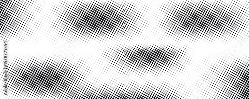 Grunge halftone gradient background. Faded grit noise texture. White and black sand wallpaper. Retro pixelated backdrop. Anime or manga style comic overlay. Vector graphic design textured template