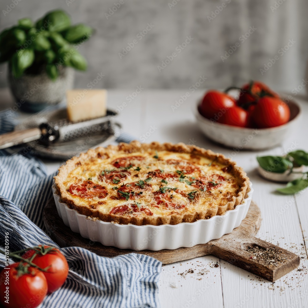 Baked savory pie with tomatoes Baked savory pie with tomatoes