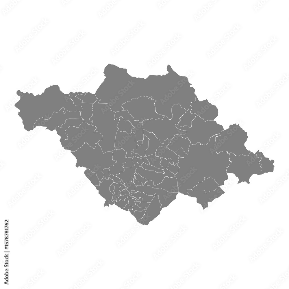 Obraz premium High Quality map of Tlaxcala is a state of Mexico, with borders of the municipalities