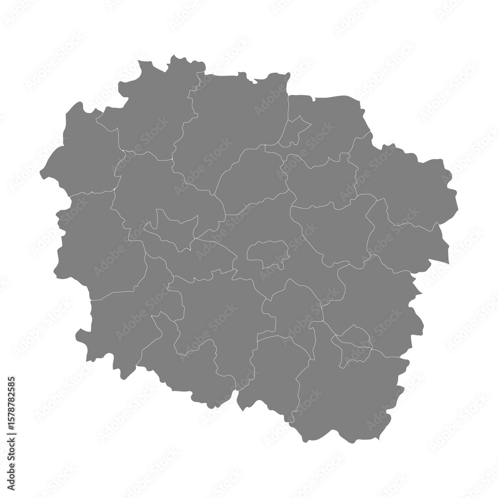 Obraz premium High Quality map of Kuyavia-Pomerania is a Voivodeship of Poland with borders of the powiats