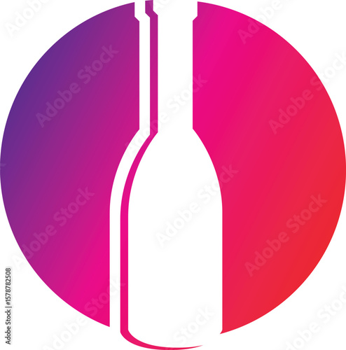 wine bottle and glass minimal icon