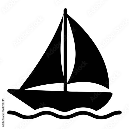 Black Sailboat Silhouette Icon 