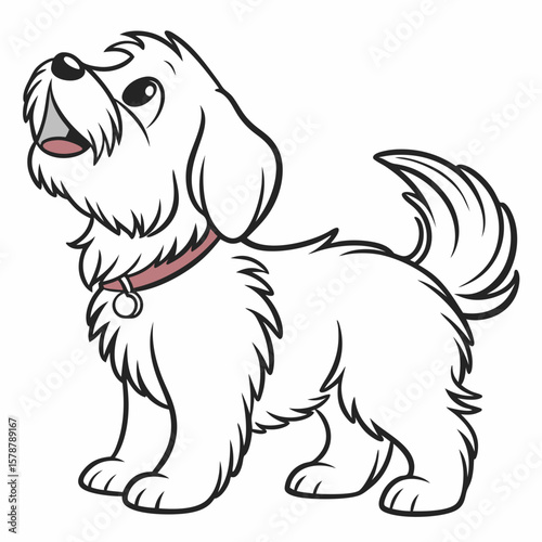 Boston Maltese Dog Vector SVG – Cute Mixed Breed Cartoon Pet Illustration in Flat Style for Animal and Craft Design Projects