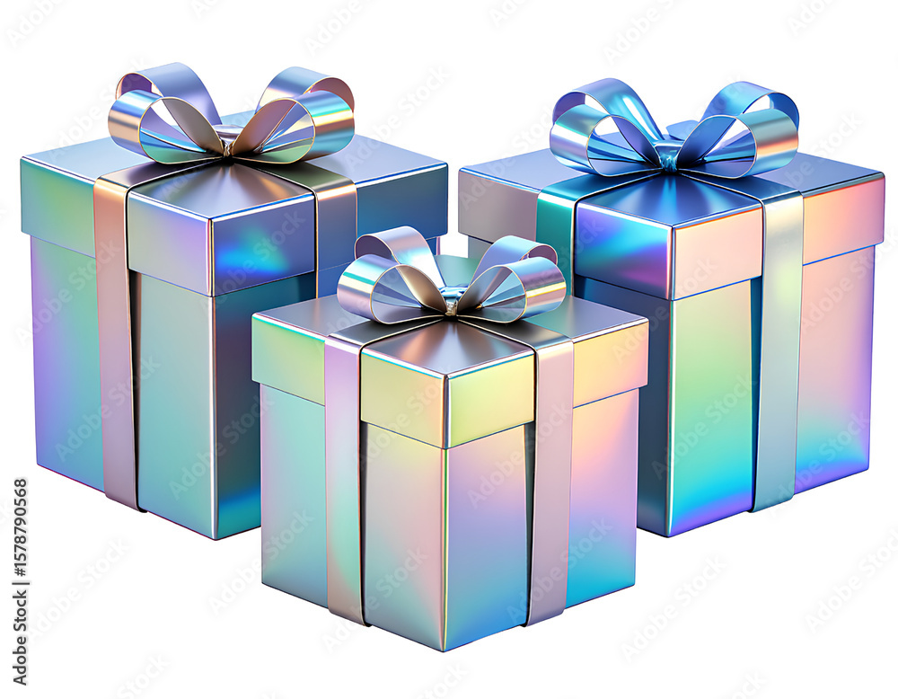 Obraz premium 3D Holographic Gift Package Trio in Square and Rectangular Shapes